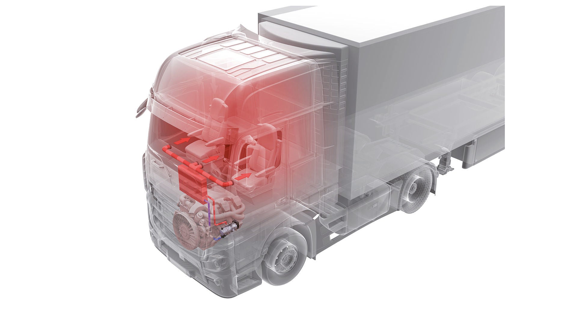 Illustration of Webasto water heater in a truck