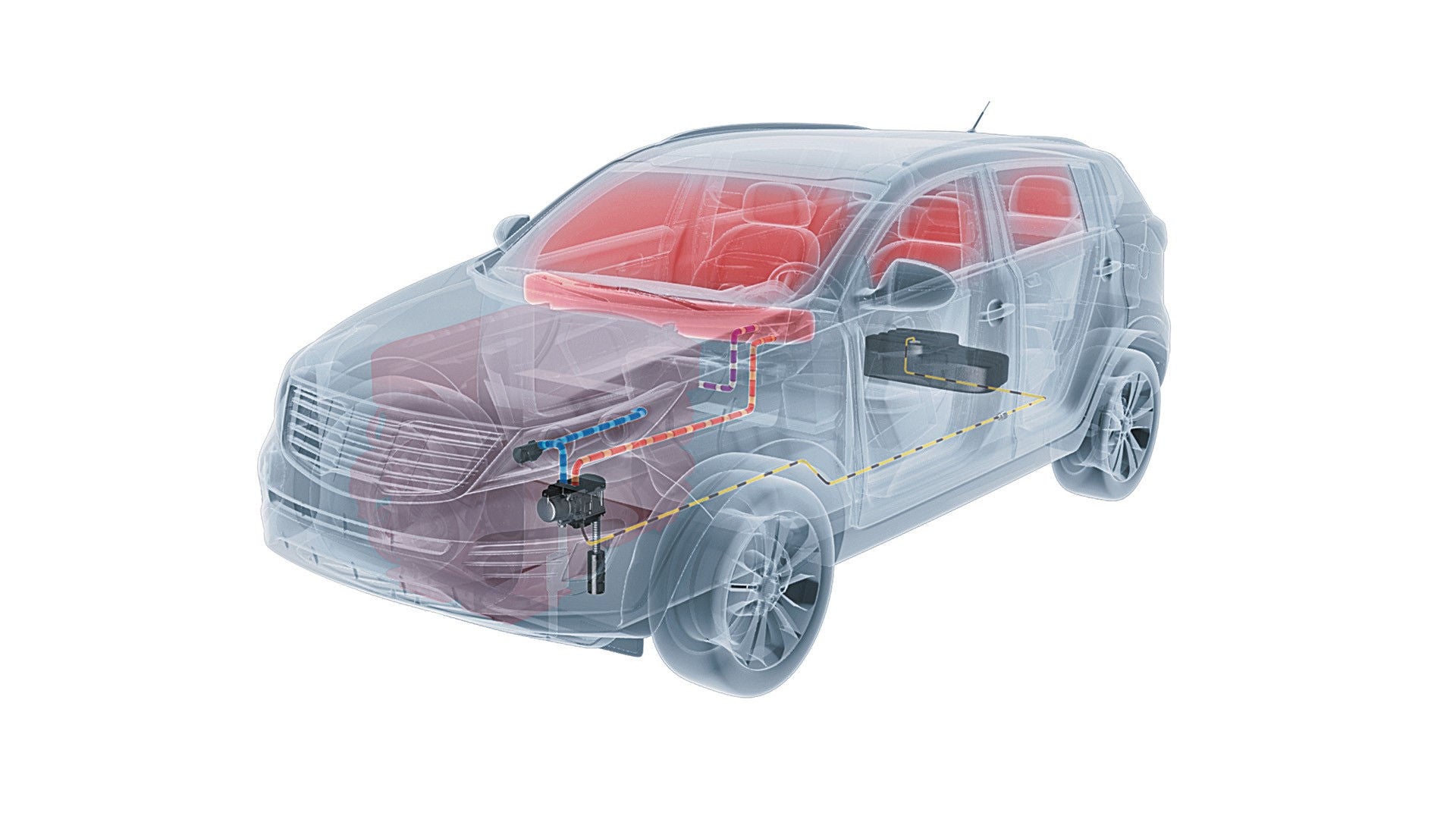 Illustration of Webasto water heater in a car