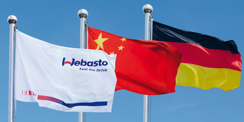 Flaggen von Webasto, China und Deutschland