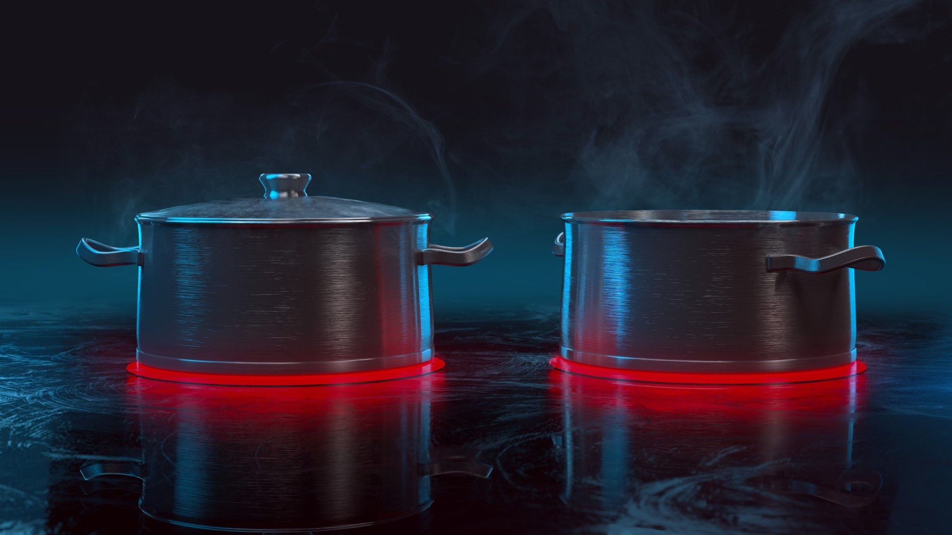 Two pots on cooking stove