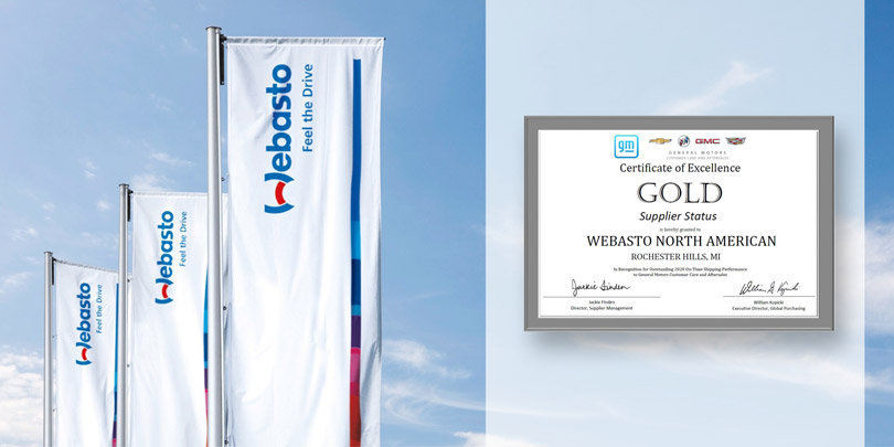 Webasto won GM Customer Care and Aftersales On-Time Shipping Award 2020