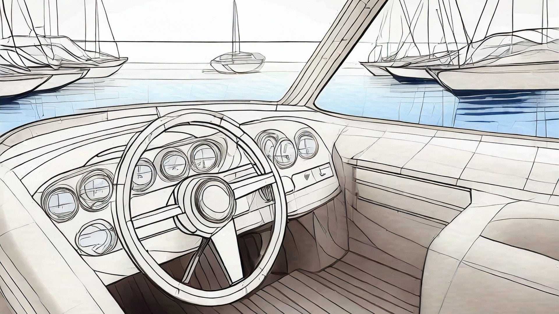 Drawing of boat interior