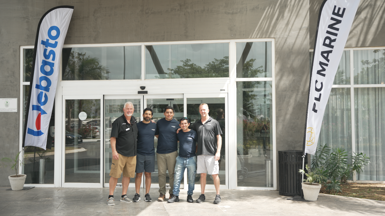 Webasto Americas and PLC Marine team in front of facility, illustrating partnership delivering marine thermal and electrification solutions in reference story.