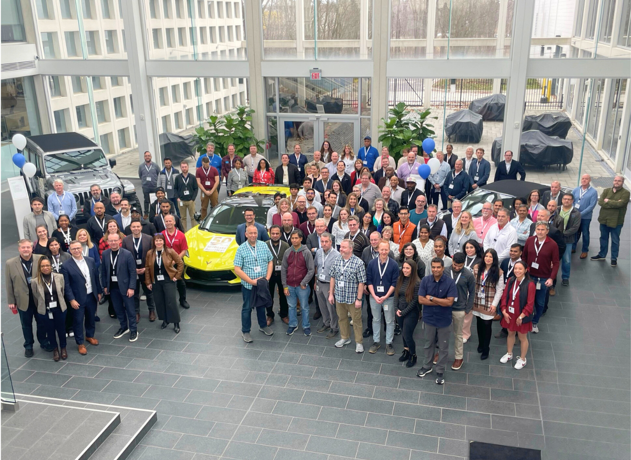 Webasto Americas leadership and team in Auburn Hills kickoff celebrating the 50th anniversary, highlighting company culture, innovation and product displays.